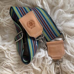 Consuela Striped Woven Crossbody Bag Strap with Tan Diego Leather Accents